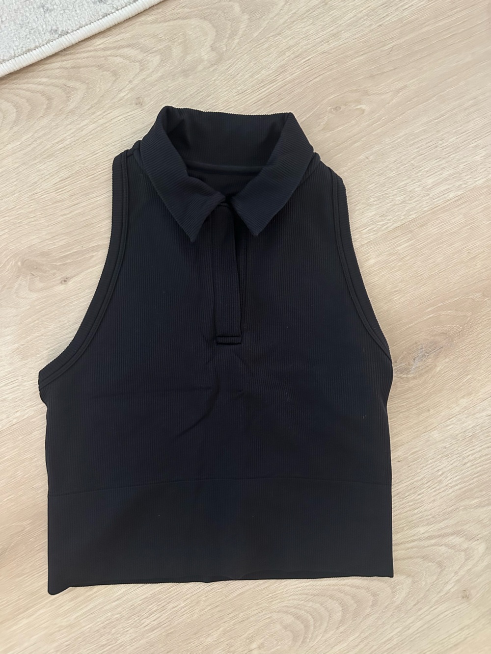 Athleta Black Ribbed Sleeveless Mock Neck Golf Top